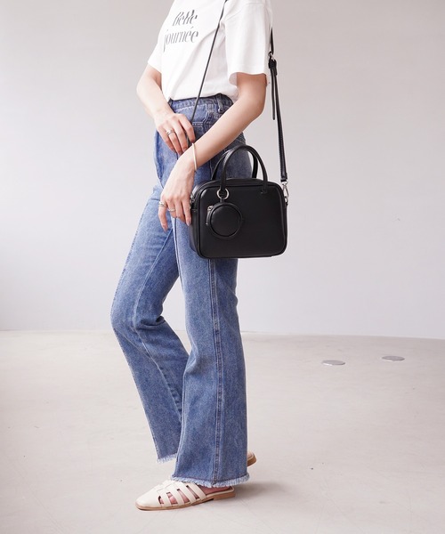 IAMUSE（アイアミューズ）の「スクエアボストンバッグ S0682【IAMUSE】（ショルダーバッグ・レディース・ブラック/アイボリー/ブラウン・FREE）」の12枚目の写真