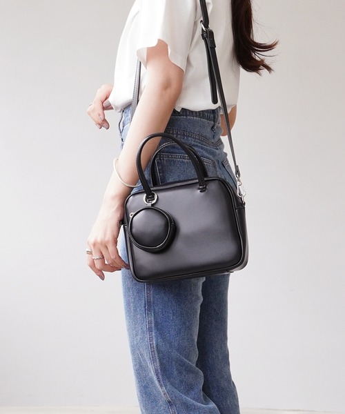 IAMUSE（アイアミューズ）の「スクエアボストンバッグ S0682【IAMUSE】（ショルダーバッグ・レディース・ブラック/アイボリー/ブラウン・FREE）」の13枚目の写真