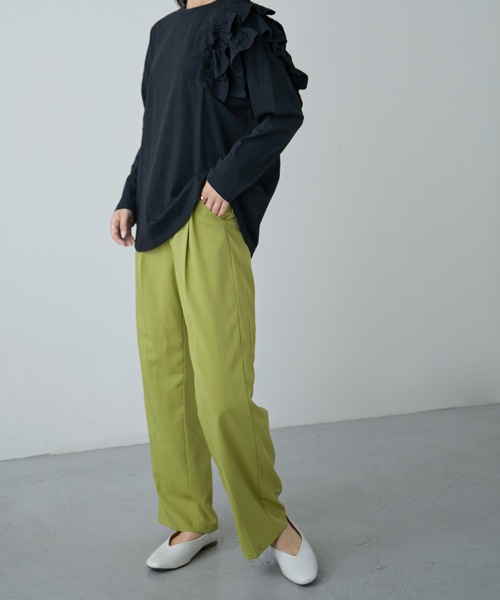 Fashion Letter(ファッションレター)の「フリルショルダーカットソー(Tシャツ/カットソー・レディース・オフホワイト/ライトベージュ/ブラック/カーキ・M~L/LL~3L/4L~5L)」の13枚目の写真