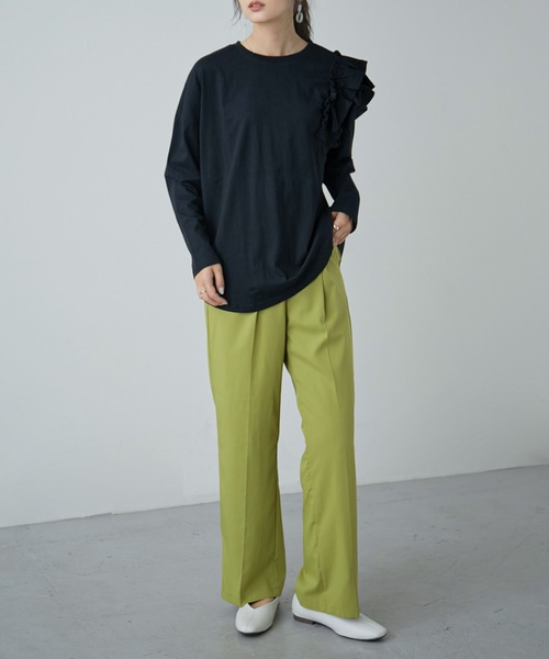 Fashion Letter(ファッションレター)の「フリルショルダーカットソー(Tシャツ/カットソー・レディース・オフホワイト/ライトベージュ/ブラック/カーキ・M~L/LL~3L/4L~5L)」の14枚目の写真