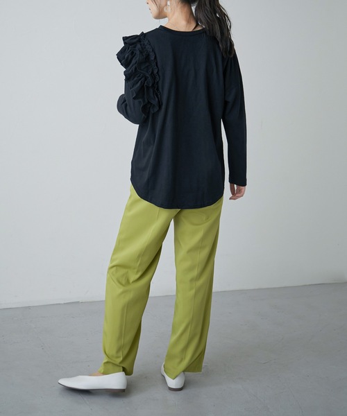 Fashion Letter(ファッションレター)の「フリルショルダーカットソー(Tシャツ/カットソー・レディース・オフホワイト/ライトベージュ/ブラック/カーキ・M~L/LL~3L/4L~5L)」の15枚目の写真