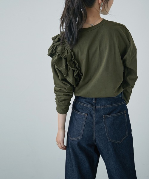 Fashion Letter(ファッションレター)の「フリルショルダーカットソー(Tシャツ/カットソー・レディース・オフホワイト/ライトベージュ/ブラック/カーキ・M~L/LL~3L/4L~5L)」の18枚目の写真
