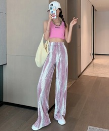 A'GEM/9 × .kom『.kom/ドットケーオーエム』マルチカラー パターン グラデーション リラックス イージーパンツ