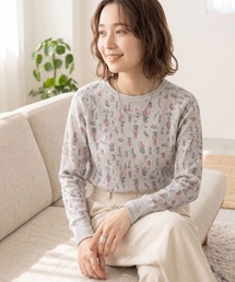 JEMORGAN ワッフル花柄ラグランロングスリーブT(パック入り)