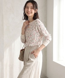 JEMORGAN ワッフル花柄ラグランロングスリーブT(パック入り)