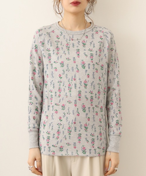 JEMORGAN(ジェーイーモーガン)の「JEMORGAN ワッフル花柄ラグランロングスリーブT(パック入り)(Tシャツ/カットソー・レディース・ホワイト/杢グレー/ナチュラル・FREE/F)」の12枚目の写真