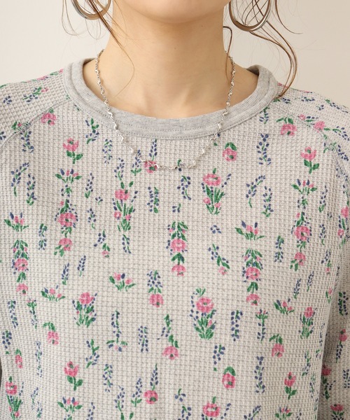 JEMORGAN(ジェーイーモーガン)の「JEMORGAN ワッフル花柄ラグランロングスリーブT(パック入り)(Tシャツ/カットソー・レディース・ホワイト/杢グレー/ナチュラル・FREE/F)」の9枚目の写真