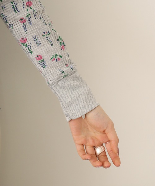 JEMORGAN(ジェーイーモーガン)の「JEMORGAN ワッフル花柄ラグランロングスリーブT(パック入り)(Tシャツ/カットソー・レディース・ホワイト/杢グレー/ナチュラル・FREE/F)」の6枚目の写真
