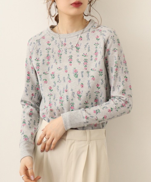 JEMORGAN(ジェーイーモーガン)の「JEMORGAN ワッフル花柄ラグランロングスリーブT(パック入り)(Tシャツ/カットソー・レディース・ホワイト/杢グレー/ナチュラル・FREE/F)」の15枚目の写真