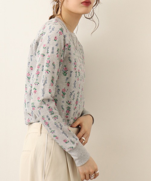 JEMORGAN(ジェーイーモーガン)の「JEMORGAN ワッフル花柄ラグランロングスリーブT(パック入り)(Tシャツ/カットソー・レディース・ホワイト/杢グレー/ナチュラル・FREE/F)」の14枚目の写真