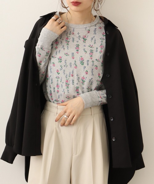 JEMORGAN(ジェーイーモーガン)の「JEMORGAN ワッフル花柄ラグランロングスリーブT(パック入り)(Tシャツ/カットソー・レディース・ホワイト/杢グレー/ナチュラル・FREE/F)」の17枚目の写真