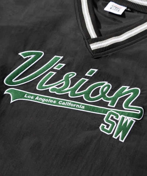 VISION STREET WEAR（ヴィジョンストリートウェア）の「【VISION STREET WEAR／ヴィジョンストリートウェア】リブラインナイロンプルオーバー/スタジアムロゴ/刺繍/ビッグシルエット（ナイロンジャケット・レディース・ブラック/ネイビー/グリーン/マスタード・M/L/XL）」の17枚目の写真