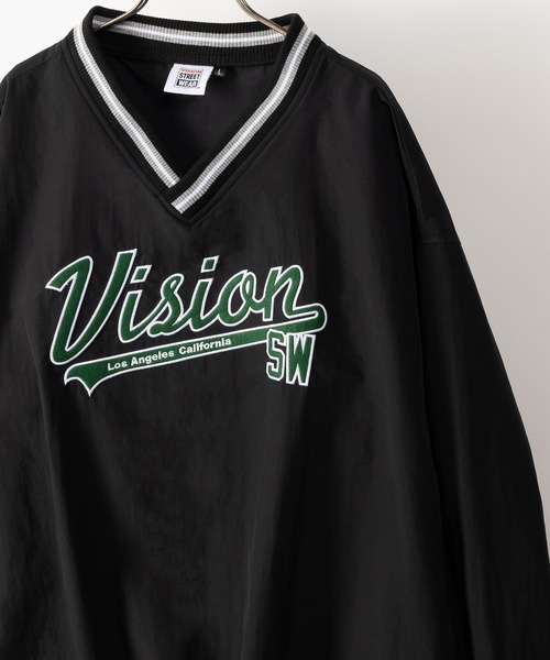 VISION STREET WEAR（ヴィジョンストリートウェア）の「【VISION STREET WEAR／ヴィジョンストリートウェア】リブラインナイロンプルオーバー/スタジアムロゴ/刺繍/ビッグシルエット（ナイロンジャケット・レディース・ブラック/ネイビー/グリーン/マスタード・M/L/XL）」の18枚目の写真