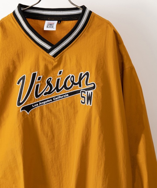 VISION STREET WEAR（ヴィジョンストリートウェア）の「【VISION STREET WEAR／ヴィジョンストリートウェア】リブラインナイロンプルオーバー/スタジアムロゴ/刺繍/ビッグシルエット（ナイロンジャケット・レディース・ブラック/ネイビー/グリーン/マスタード・M/L/XL）」の9枚目の写真
