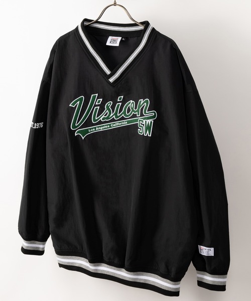 VISION STREET WEAR（ヴィジョンストリートウェア）の「【VISION STREET WEAR／ヴィジョンストリートウェア】リブラインナイロンプルオーバー/スタジアムロゴ/刺繍/ビッグシルエット（ナイロンジャケット・レディース・ブラック/ネイビー/グリーン/マスタード・M/L/XL）」の16枚目の写真