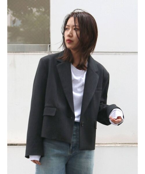 Ungrid（アングリッド）の「ストライプショートジャケット（テーラードジャケット・レディース・チャコールグレー/ブラウン・FREE）」の16枚目の写真