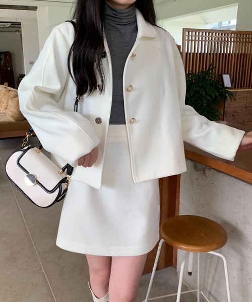 ABITOKYO(アビトーキョー)の「メルトンショートコート×ミニスカートセットアップ(セットアップ・レディース・ベージュ/ブルー/ブラック/アイボリー・S/M)」の17枚目の写真