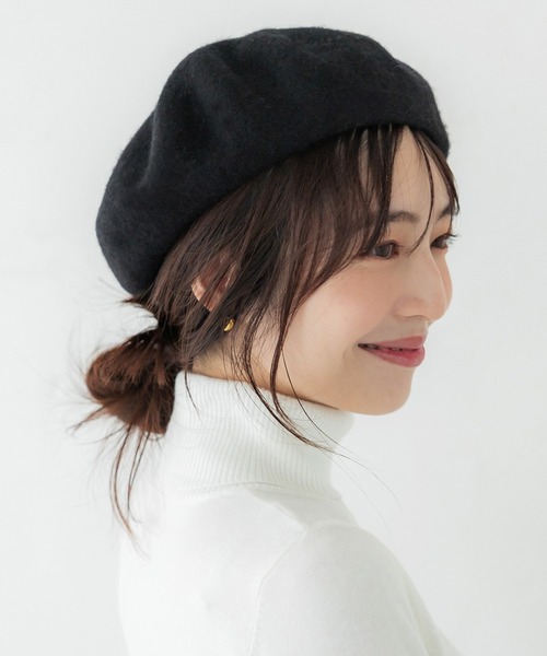 coca（coca）（コカ）の「ベレー帽（ハンチング/ベレー帽・レディース・ブラック/ベージュ/アイボリー・ONE SIZE）」の2枚目の写真