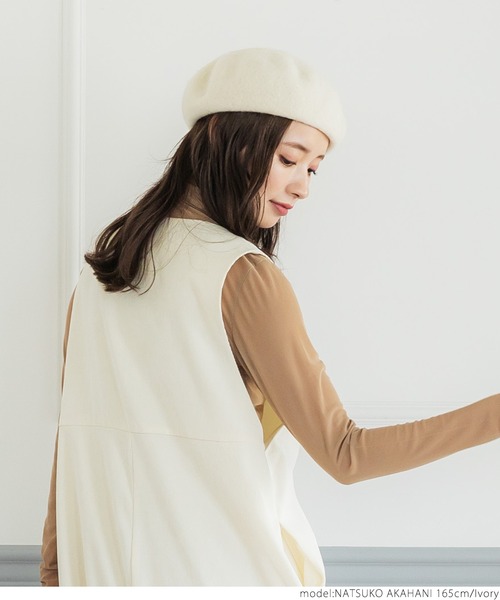 coca（coca）（コカ）の「ベレー帽（ハンチング/ベレー帽・レディース・ブラック/ベージュ/アイボリー・ONE SIZE）」の6枚目の写真