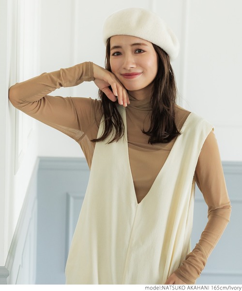 coca（coca）（コカ）の「ベレー帽（ハンチング/ベレー帽・レディース・ブラック/ベージュ/アイボリー・ONE SIZE）」の7枚目の写真