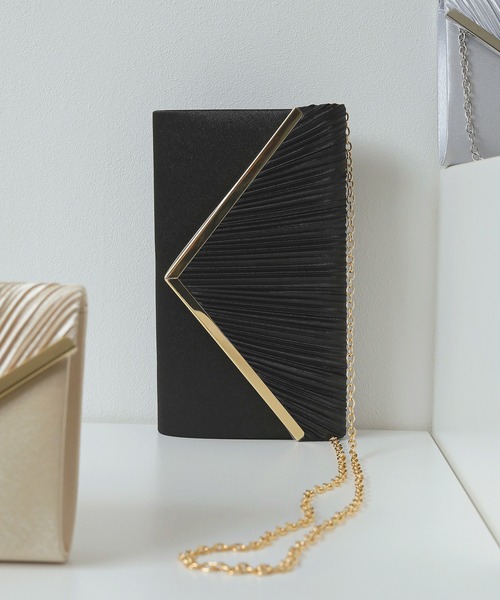 バッグ kana Kana クラッチバッグ パーティーバッグ V字プレート プリーツ