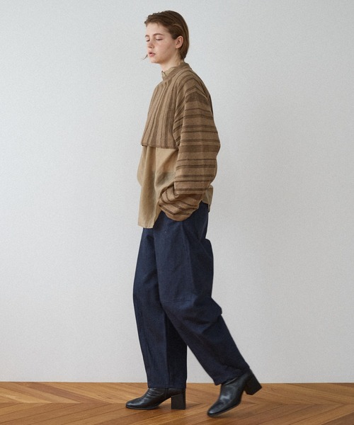 ReNorm（リノーム）の「シアーストライププルオーバー（ニット/セーター・レディース・ブラック/ブラウン・フリー）」の5枚目の写真