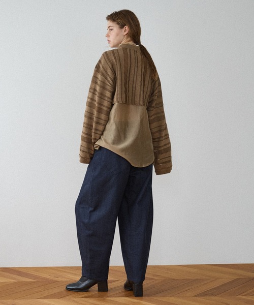 ReNorm（リノーム）の「シアーストライププルオーバー（ニット/セーター・レディース・ブラック/ブラウン・フリー）」の3枚目の写真