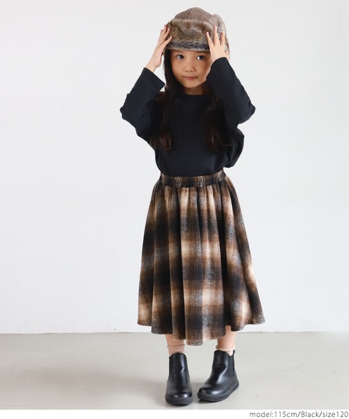 coca（coca）（コカ）の「キッズ カットソー ドルマンスリーブ ロンT（Tシャツ/カットソー・キッズ・ブラック/ライトピンク/ライトベージュ・100/110/120/130）」の6枚目の写真