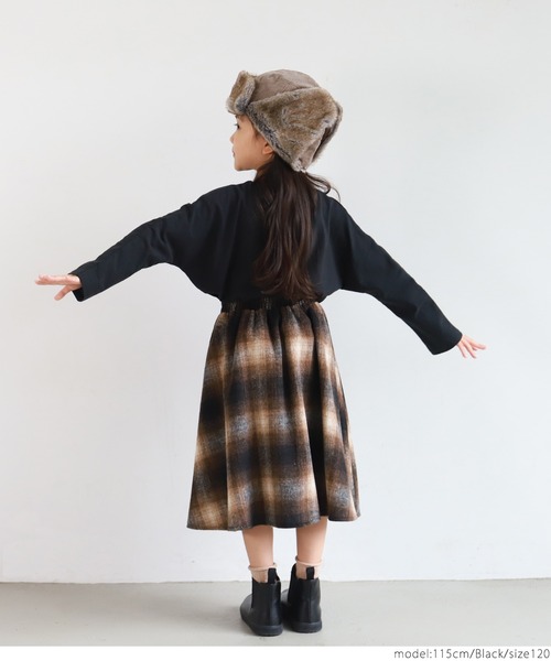 coca（coca）（コカ）の「キッズ カットソー ドルマンスリーブ ロンT（Tシャツ/カットソー・キッズ・ブラック/ライトピンク/ライトベージュ・100/110/120/130）」の7枚目の写真