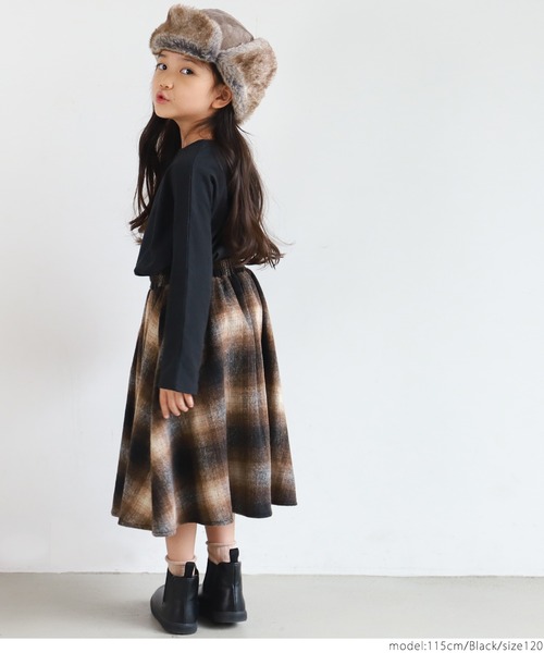 coca（coca）（コカ）の「キッズ カットソー ドルマンスリーブ ロンT（Tシャツ/カットソー・キッズ・ブラック/ライトピンク/ライトベージュ・100/110/120/130）」の9枚目の写真