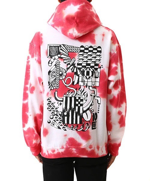 TENBOX（テンボックス）の「TENBOX / テンボックス：T TIGHT DIE HOODIE：T-TIGHT-DIE-HOODIE[ARK]（パーカー・メンズ・ピンク系その他・M）」の2枚目の写真