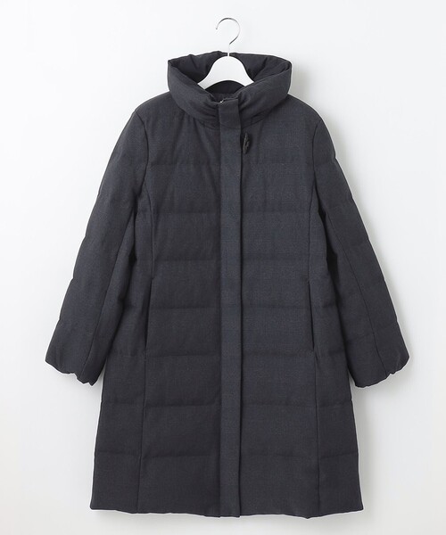 ハウンドトゥース&グレンチェックロングダウンコート