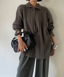 ランダムリブポロニットトップス