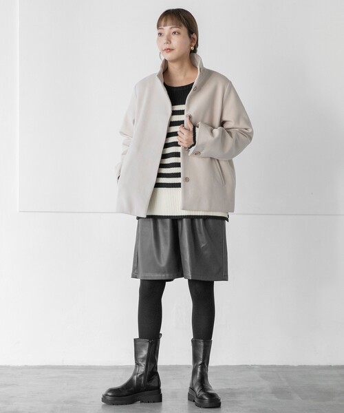 THE SHOP TK （ザ ショップ ティーケー ）の「◆ウールライクスタンドカラーショートコート（その他アウター・レディース・ブラウン系/ライトベージュ/ブラウン系その他/ブラック・11/14/13/12）」の19枚目の写真