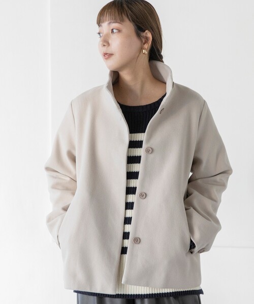 THE SHOP TK （ザ ショップ ティーケー ）の「◆ウールライクスタンドカラーショートコート（その他アウター・レディース・ブラウン系/ライトベージュ/ブラウン系その他/ブラック・11/14/13/12）」の22枚目の写真