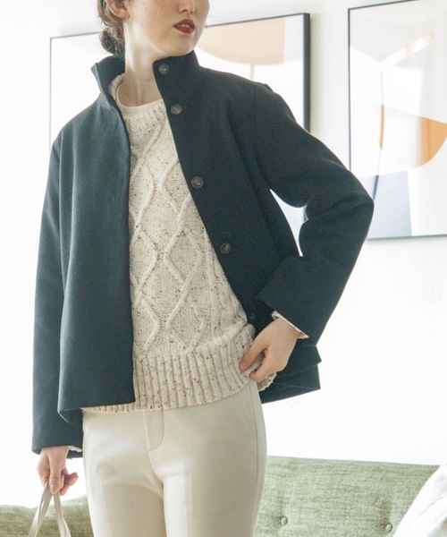 THE SHOP TK （ザ ショップ ティーケー ）の「◆ウールライクスタンドカラーショートコート（その他アウター・レディース・ブラウン系/ライトベージュ/ブラウン系その他/ブラック・11/14/13/12）」の6枚目の写真