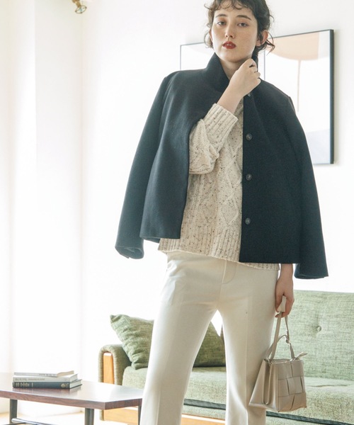 THE SHOP TK （ザ ショップ ティーケー ）の「◆ウールライクスタンドカラーショートコート（その他アウター・レディース・ブラウン系/ライトベージュ/ブラウン系その他/ブラック・11/14/13/12）」の8枚目の写真