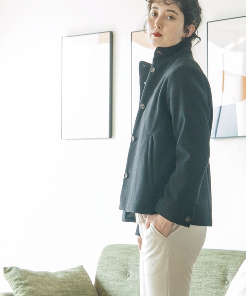 THE SHOP TK （ザ ショップ ティーケー ）の「◆ウールライクスタンドカラーショートコート（その他アウター・レディース・ブラウン系/ライトベージュ/ブラウン系その他/ブラック・11/14/13/12）」の9枚目の写真