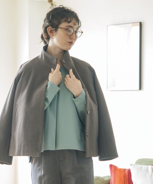 THE SHOP TK （ザ ショップ ティーケー ）の「◆ウールライクスタンドカラーショートコート（その他アウター・レディース・ブラウン系/ライトベージュ/ブラウン系その他/ブラック・11/14/13/12）」の14枚目の写真