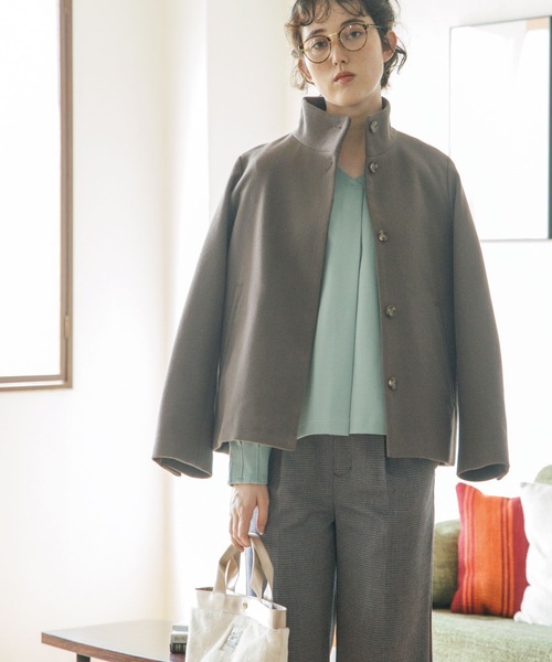 THE SHOP TK （ザ ショップ ティーケー ）の「◆ウールライクスタンドカラーショートコート（その他アウター・レディース・ブラウン系/ライトベージュ/ブラウン系その他/ブラック・11/14/13/12）」の15枚目の写真