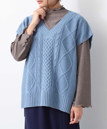 toucher du brise | 柄編み Vネック ニットベスト(ベスト)