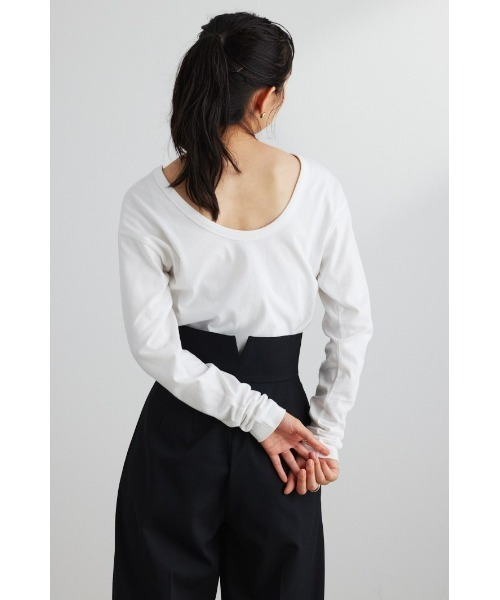 STYLEMIXER（スタイルミキサー）の「Organic cotton バックオープンロンT（Tシャツ/カットソー・レディース・ブラック/ピンク/ホワイト・FREE）」の2枚目の写真