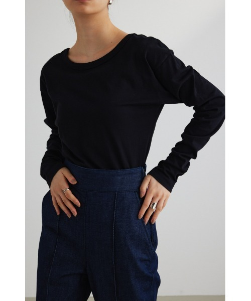 STYLEMIXER（スタイルミキサー）の「Organic cotton バックオープンロンT（Tシャツ/カットソー・レディース・ブラック/ピンク/ホワイト・FREE）」の14枚目の写真