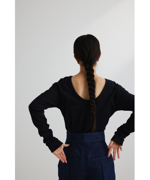 STYLEMIXER（スタイルミキサー）の「Organic cotton バックオープンロンT（Tシャツ/カットソー・レディース・ブラック/ピンク/ホワイト・FREE）」の17枚目の写真