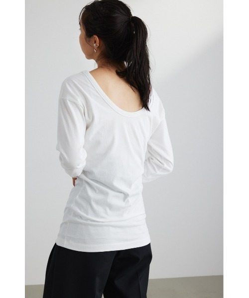 STYLEMIXER（スタイルミキサー）の「Organic cotton バックオープンロンT（Tシャツ/カットソー・レディース・ブラック/ピンク/ホワイト・FREE）」の8枚目の写真