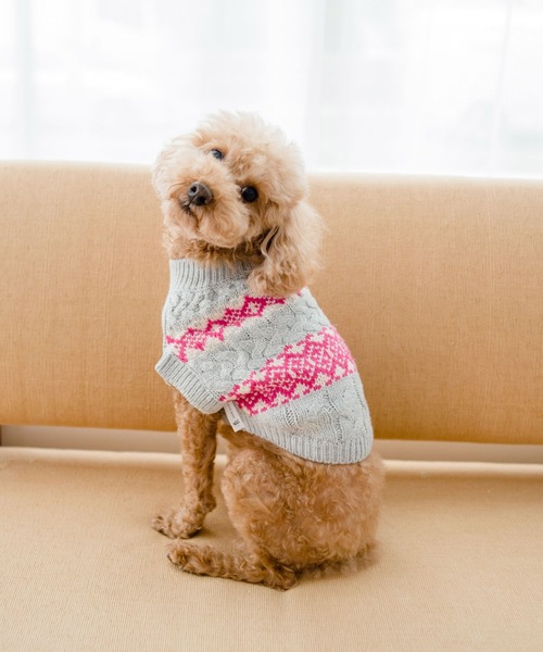 ROPE' PICNIC(ロペピクニック)の「【DOG】リンクコーデ/ジャガードケーブルボーダーニットプルオーバー(ペットウェア・レディース・ベージュ/グレー・M size/L/M/S)」の17枚目の写真
