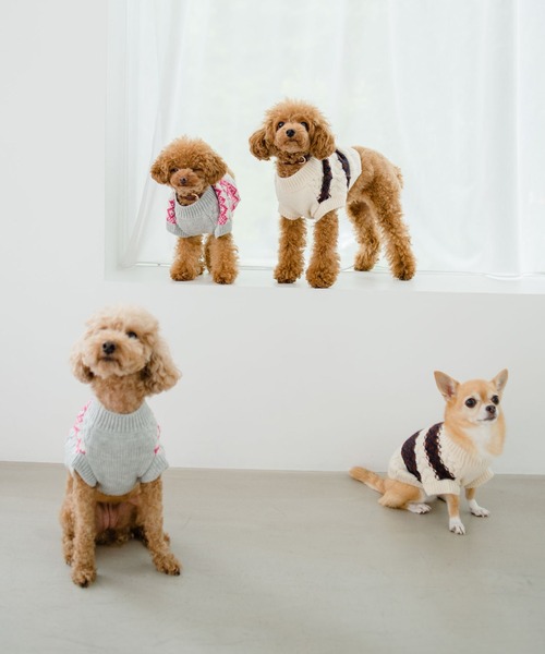 ROPE' PICNIC(ロペピクニック)の「【DOG】リンクコーデ/ジャガードケーブルボーダーニットプルオーバー(ペットウェア・レディース・ベージュ/グレー・M size/L/M/S)」の20枚目の写真