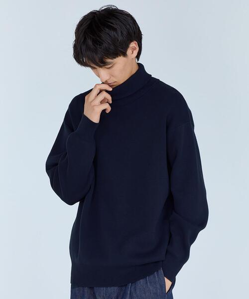 green label relaxing（グリーンレーベルリラクシング）の「クリアコットン スウェットライク ハイネック トップス -ウォッシャブル-（ニット/セーター・メンズ・ダークグリーン/ライトグレー/ネイビー・M/XL/S/L）」の3枚目の写真