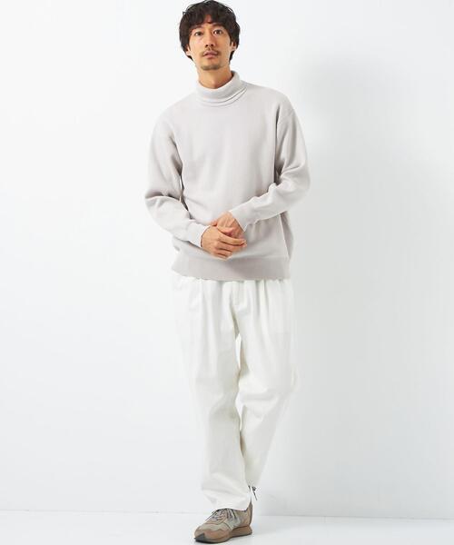 green label relaxing（グリーンレーベルリラクシング）の「クリアコットン スウェットライク ハイネック トップス -ウォッシャブル-（ニット/セーター・メンズ・ダークグリーン/ライトグレー/ネイビー・M/XL/S/L）」の6枚目の写真