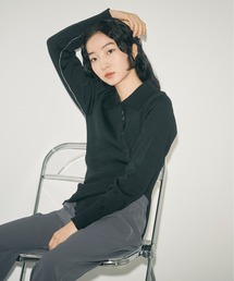 INSIIS | アシンメトリーバイカラーリンキングニットカーディガン(ニット/セーター)